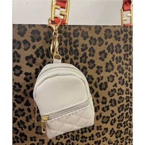 NEW Mini Backpack Bag Charm Key Chain Micro Pouch Cles Wallet Quilted Gray